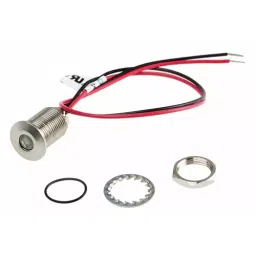 RS PRO Red Panel Mount Indicator 21.6-26.4V DC, Mounting Hole Size 10 mm, Termination Type Lead Wires, IP Rating IP67, Model No 1393366-8