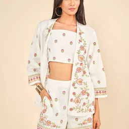 Global Desi Printed Top Shrug & Trousers Co-Ords-25