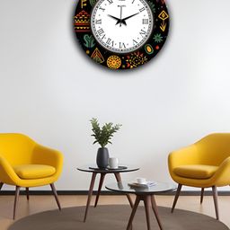 OLIVE TREE White & Black Printed Round Shaped Contemporary Wall Clock-55