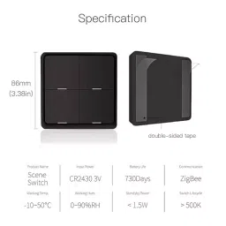 BytBots Tuya ZigBee Wireless 12 Scene Switch Push Button Controller without Battery (Black) image 2