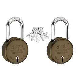 ALONE LOCKS Rainbow 65 mm Alloy Steel ‎Brass Antique 5 Same Keys Double Locking Padlock (Pack of 2)-image-87