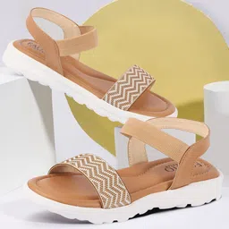 FAUSTO Women Beige Printed Open Toe Flats-image-93