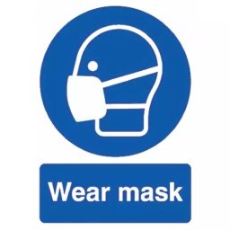RS PRO PP Rigid Plastic Mandatory Mask Sign With English Text Model No 7631768-49