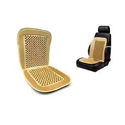 Auto Pearl Car Wooden Bead Seat Cushion with Velvet Border Compatible for All Cars (Brown)-26