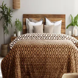 GAPU & BALY Brown Geometric AC Room 350 GSM Double Bed Blanket-picture-31