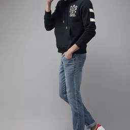 U S Polo Assn Denim Co Men Navy Blue & White Printed Hooded Sweatshirt-image-83