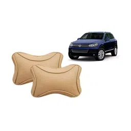 Auto Pearl Beige Dots CV Car Neck Rest Pillow Compatible for Volkswagen Touareg-3