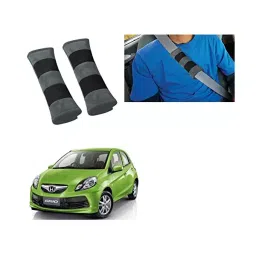 Auto Pearl Seat Belt Cushion (Pack of 2, Grey Black) Compatible for Honda Brio-image-91