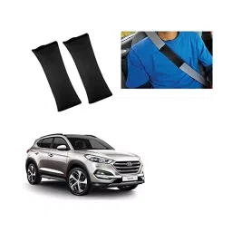Auto Pearl Seat Belt Cushion (Pack of 2, Black) Compatible for Tucson-21