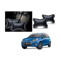 Auto Pearl Black Dots CV Car Neck Rest Pillow Compatible for Ford Figo Type 2-16