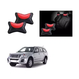 Auto Pearl Black and Red Designer Car Neck Rest Pillow Compatible for Isuzu MU 7-18