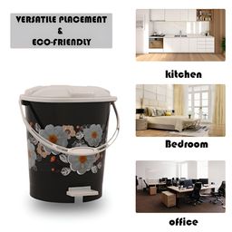 Kuber Industries Red & Black 3 Pieces Printed Pedal Dustbin with Lid & Handle image 5