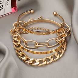 Jewels Galaxy Women 4 Gold-Plated Bangle-Style Bracelet-17