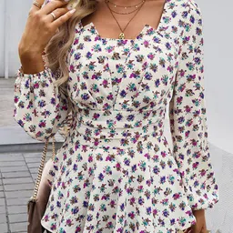 StyleCast x Revolte Floral Print Puff Sleeve Layered Top-picture-35