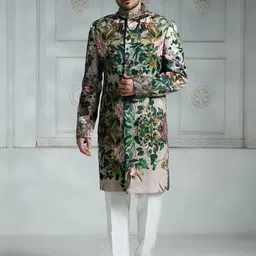 Rivaar By Rocky Star Floral Printed Sherwani Set-image-31