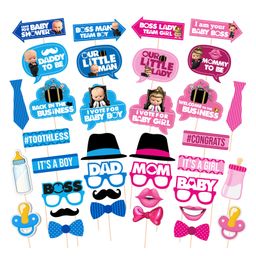 Zyozi Photo Booth Props Party Boy or Girl Baby Shower Party Blue And Pink - Pack of 36-image-25