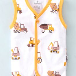 Child World Interlock Knit Sleeveless Vest Vehicle Print - Yellow-10
