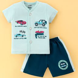 Cucumber Sinker Half Sleeves Night Suit Vehicle Print - Blue-image-82
