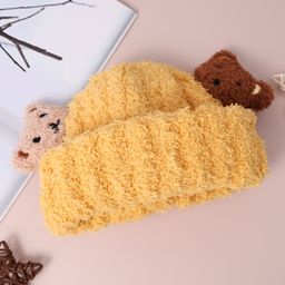 Babyhug Woollen Cap & Muffler Set with Bear Applique - Yellow-image-21