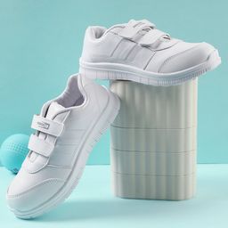 LIBERTY Solid Double Velcro Closure School Shoes - White-image-32