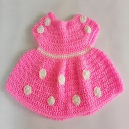 Knits & Knots Woollen Blend Sleeveless Polka Dots Designed Dress - Pink-picture-37