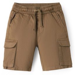 Pine Kids Cotton Elastane Woven Above Knee Length Solid Color Shorts - Brown-image-80