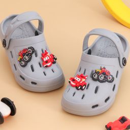 Yellow Bee Cars Applique Detailed Clogs - Grey-image-47