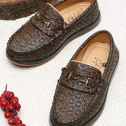 Tiny Bugs Metal Applique Detailed Textured Slip On Loafers - Tan-image-67