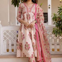 DIVASTRI Women Ethnic Motifs Printed Regular Pure Cotton Kurta Set With Dupatta-35