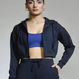 YAMAYOGA Women Hooded Crop Front-Open Sweatshirt-7