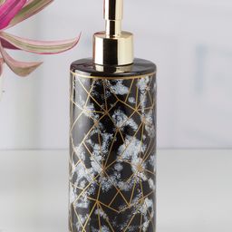 KOOKEE Ceramic Soap Dispenser for handwash for Bathroom, Black/Grey, (Set of 2) (10531) image 3