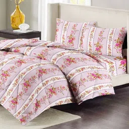 VAS COLLECTIONS Pink & White Floral Polycotton 4 Piece Double Extra Large Superfine Bedding Set-picture-46