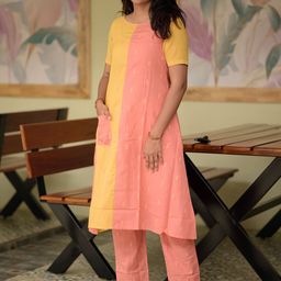Vastara the Label Geometric Printed Round Neck Pure Cotton Kurta With Trousers-picture-14