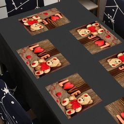 Aura 6Pcs Brown & Red Printed Table Placemats-35