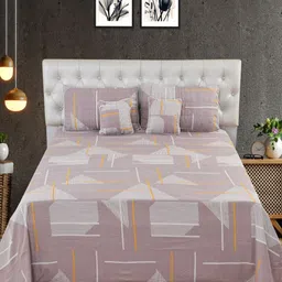 BREVARD Brown Geometric Cotton 5 Piece Double King Regular Bedding Set-6