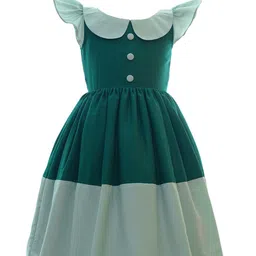 BAESD Girls Peter Pan Collar Gathered Detail Chinnon Silk Fit & Flare Dress-picture-19