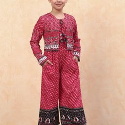 Biba Girls Ethnic Motifs Printed Basic Jumpsuit-image-15