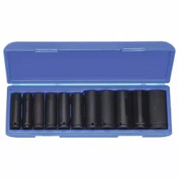 Westward Impact Socket Set Stainless Steel Black Oxide 1/2- 1 1/8 in, 4YP62-6