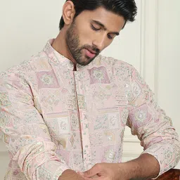 Jompers Men Floral Embroidered Regular Thread Work Kurta with Pyjamas image 2