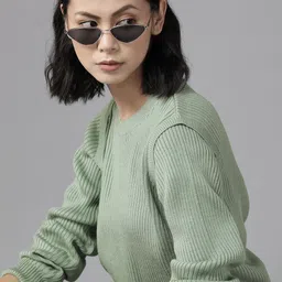 The Roadster Lifestyle Co. Women Green Solid Pullover-picture-32