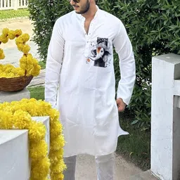 Snowdrip Men Flared Sleeves Mirror Work Anarkali Kurta-image-93