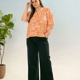 SASSAFRAS Curve Women Floral Print Flared Sleeve Top-image-5