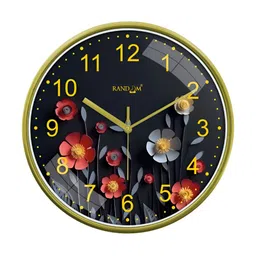 RANDOM Black & Green Printed Traditional Round Shaped Wall Clock-14