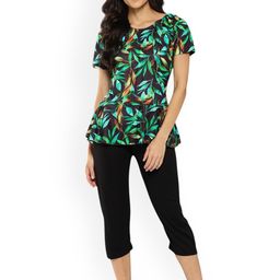 Aarika Leaf Printed Swim Set With Cap-28