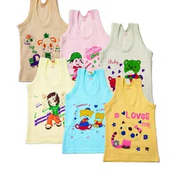 DESNUDA Boys Pack of 6 Printed Cotton Vest-picture-24