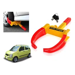 Auto Pearl Adjustable Anti Theft Yellow, Red Wheel Clamp Lock for Maruti Suzuki WagonR LXI 2003-image-12