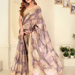 MORDEN MUSE Geometric Printed Saree With Blouse Piece-picture-32