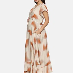 Nejo Print Flutter Sleeve Maternity Printed Fit & Flare Midi Dress image 5