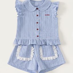 LULU & SKY Girls Checked Loose Fit High-Rise Technology Shorts-image-37