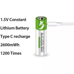 KP 1.5 V DC AA Rechargeable Lithium-Ion Battery 2600 mWh With Type-C Charging Cable (Pack of 4) image 3